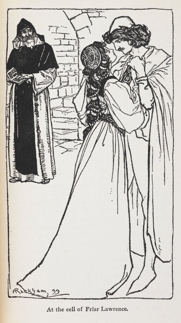 Illustration af de stjernekrydsede elskere i Romeo og Julie. af Arthur Rackham