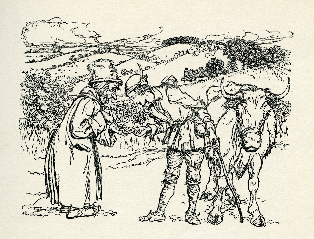 Hans og Bønnestagen af Arthur Rackham