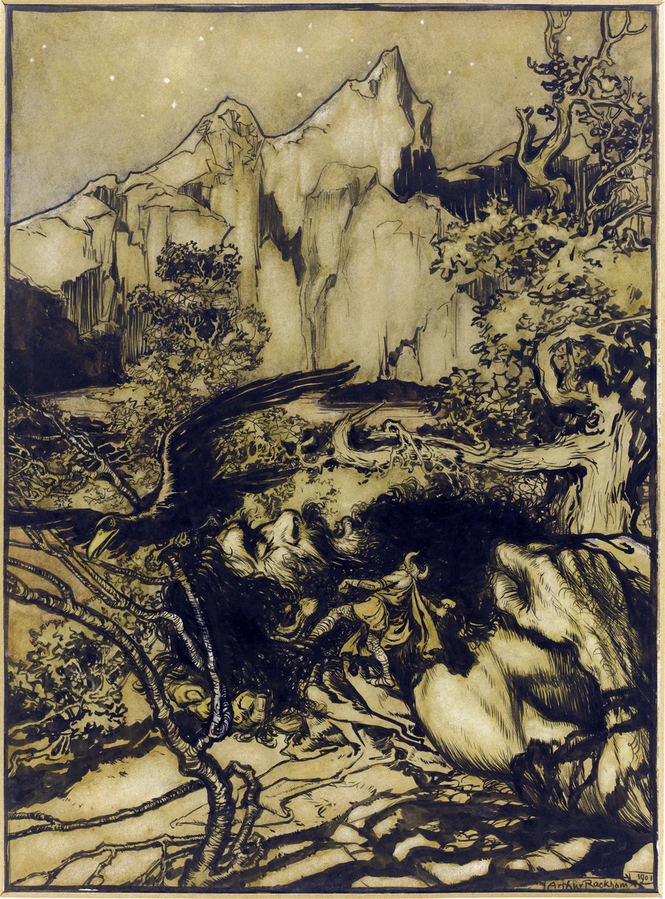 Le voyage de Thor (Tor) au pays des Geants - Thors rejse til giganternes land af Rackham, Arthur (1867-1939) af Arthur Rackham