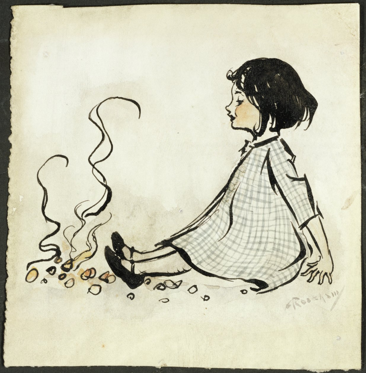 Little Polly Flinders (pen og blæk & wc på papir) af Arthur Rackham