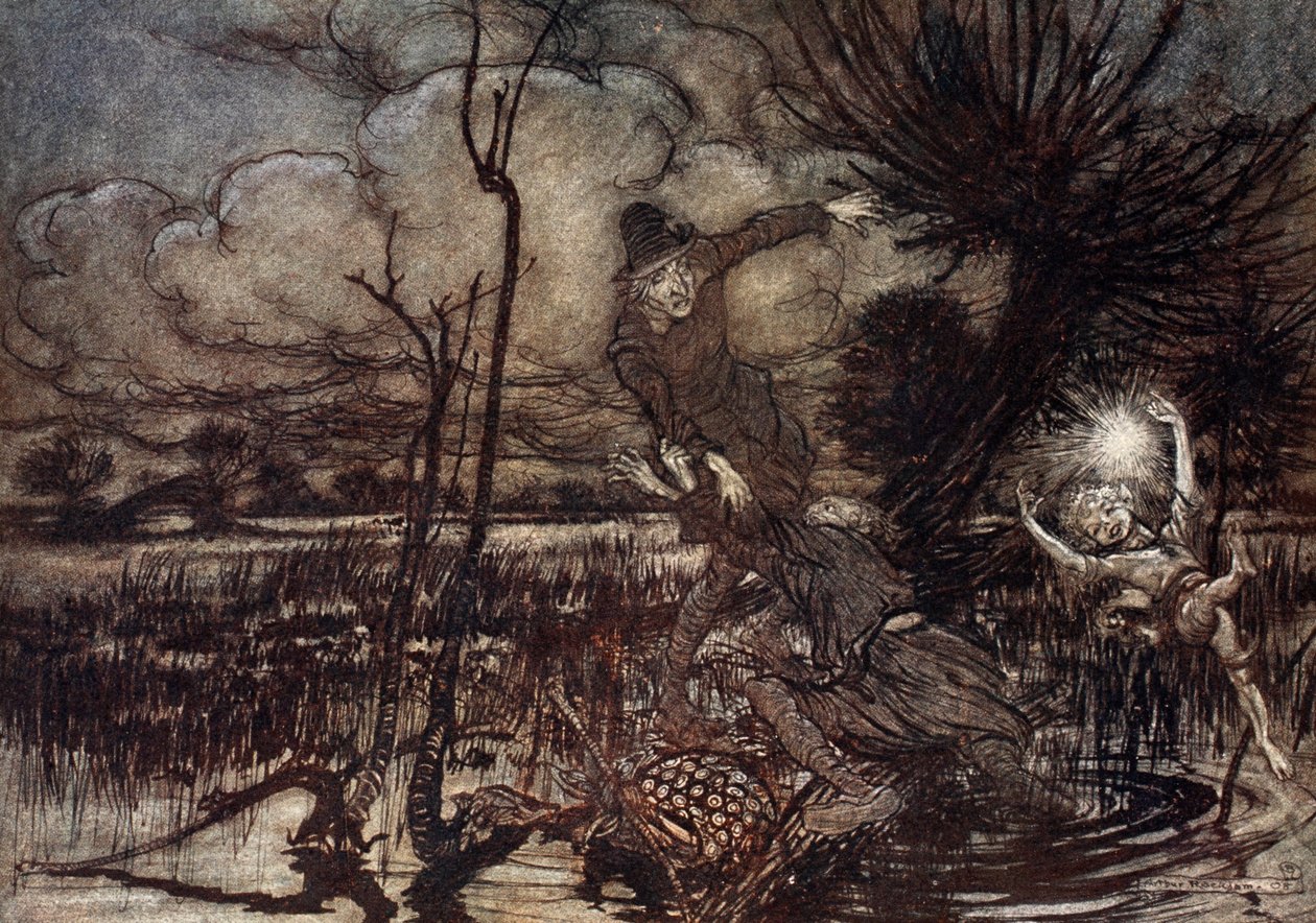 Vildleder nattevandrere, der ler af deres skade, illustration fra 