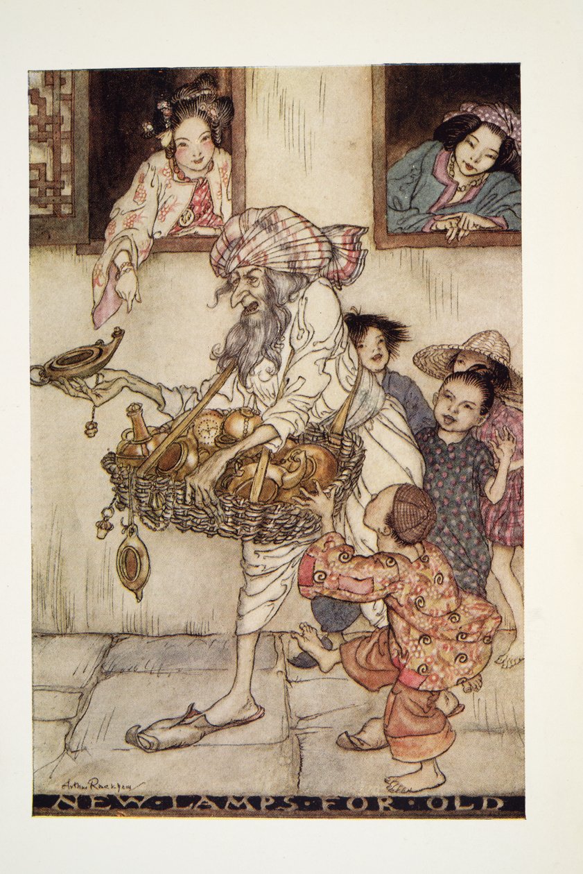 Nye lamper til gamle, fra Arthur Rackham Fairy Book, pub. 1933 af Arthur Rackham
