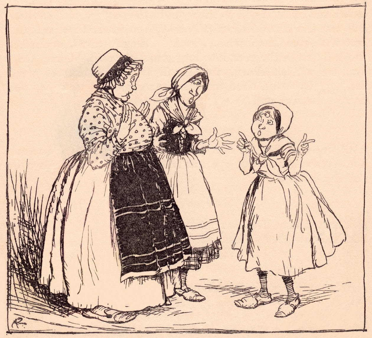 Nu ved jeg hvorfor den der hængende ting der ikke spiser. Illustration af Arthur Rackham fra Grimm