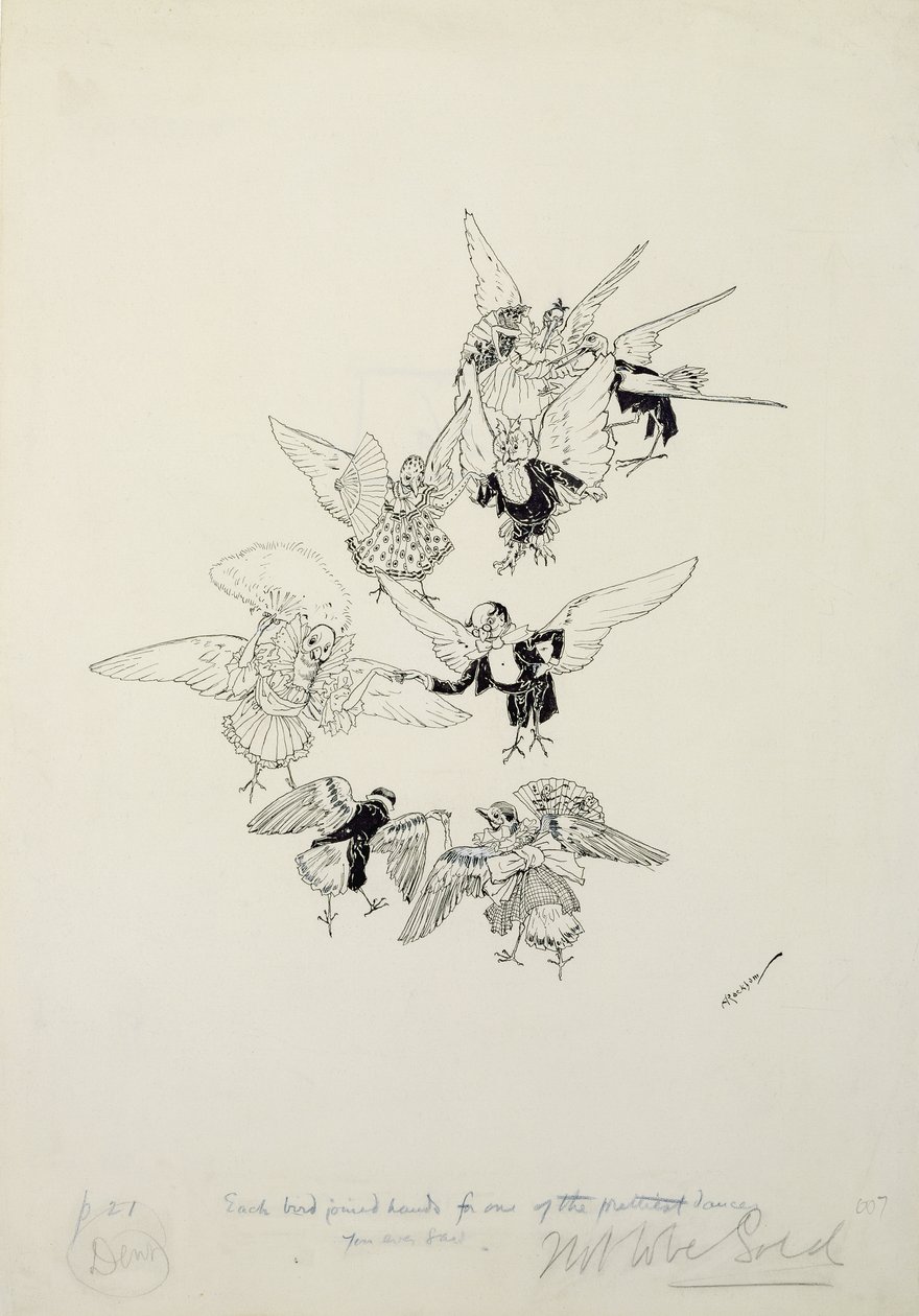 En af de smukkeste danse, du nogensinde har set, illustration fra The Zankiwank and the Bletherwitch, af S.J. Adair Fitzgerald, udgivet 1896 (pen og blæk) af Arthur Rackham