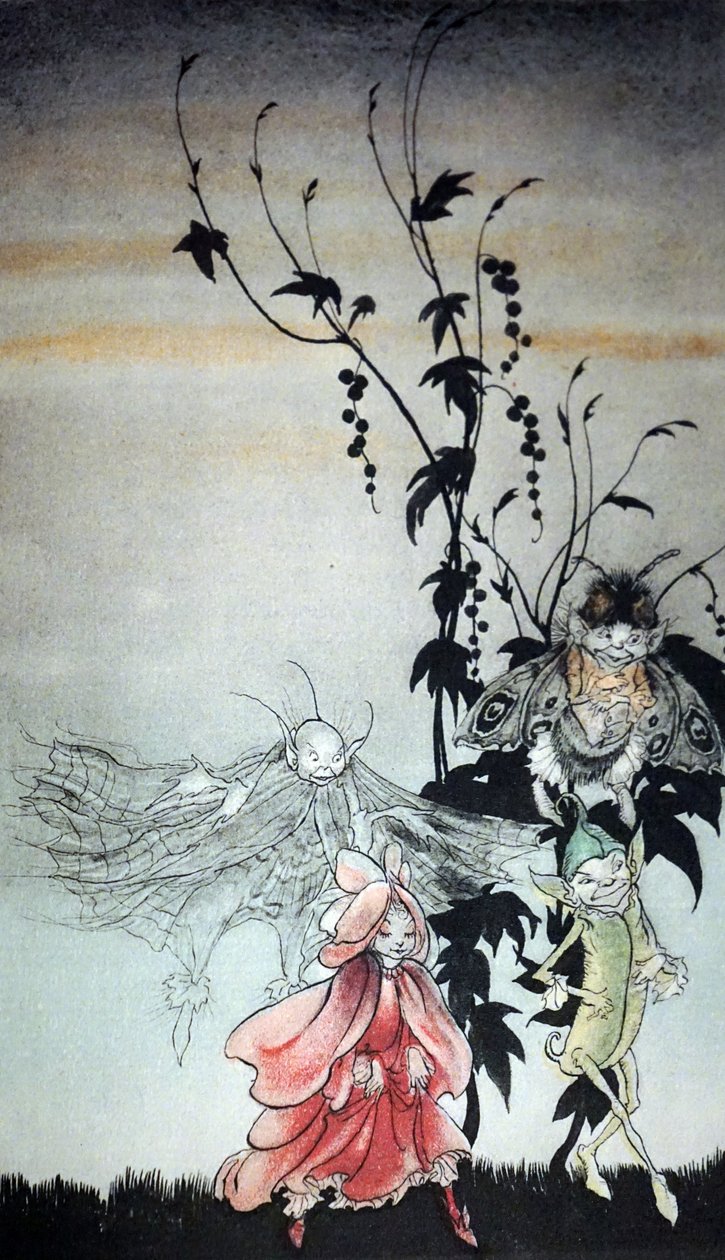 Peaseblossom, spindelvæv, Moth, Sennepsfrø, feerne, der deltog i Titania i A Midsummer Night