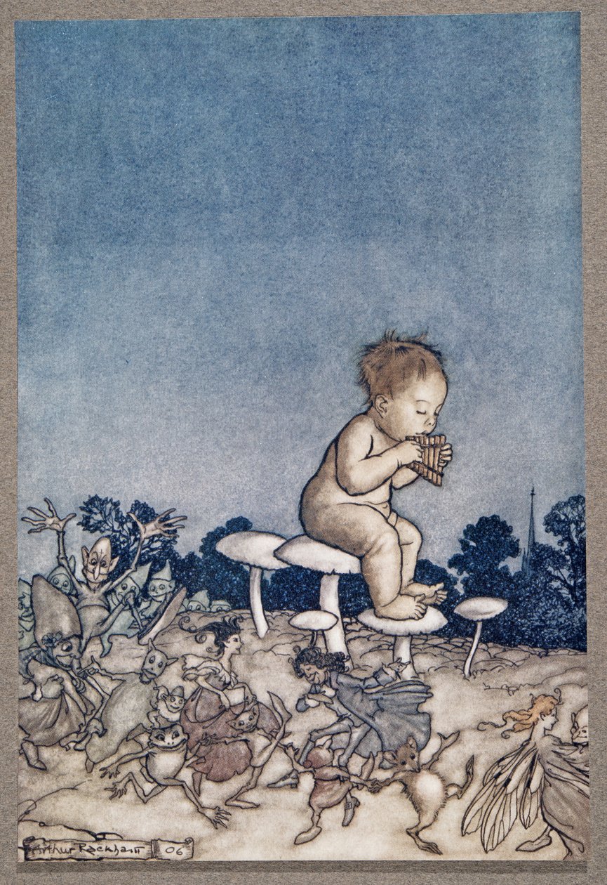 Peter Pan er fe-orkestret, fra Peter Pan i Kensington Gardens af J M Barrie (1860 - 1937), pub. 1906 af Arthur Rackham