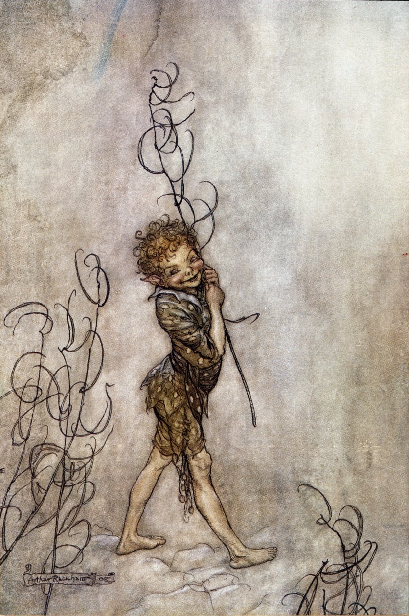 Stykkets puckkarakter. Illustration til Drømmen om en sommernat af William SHAKESPEARE af Arthur Rackham