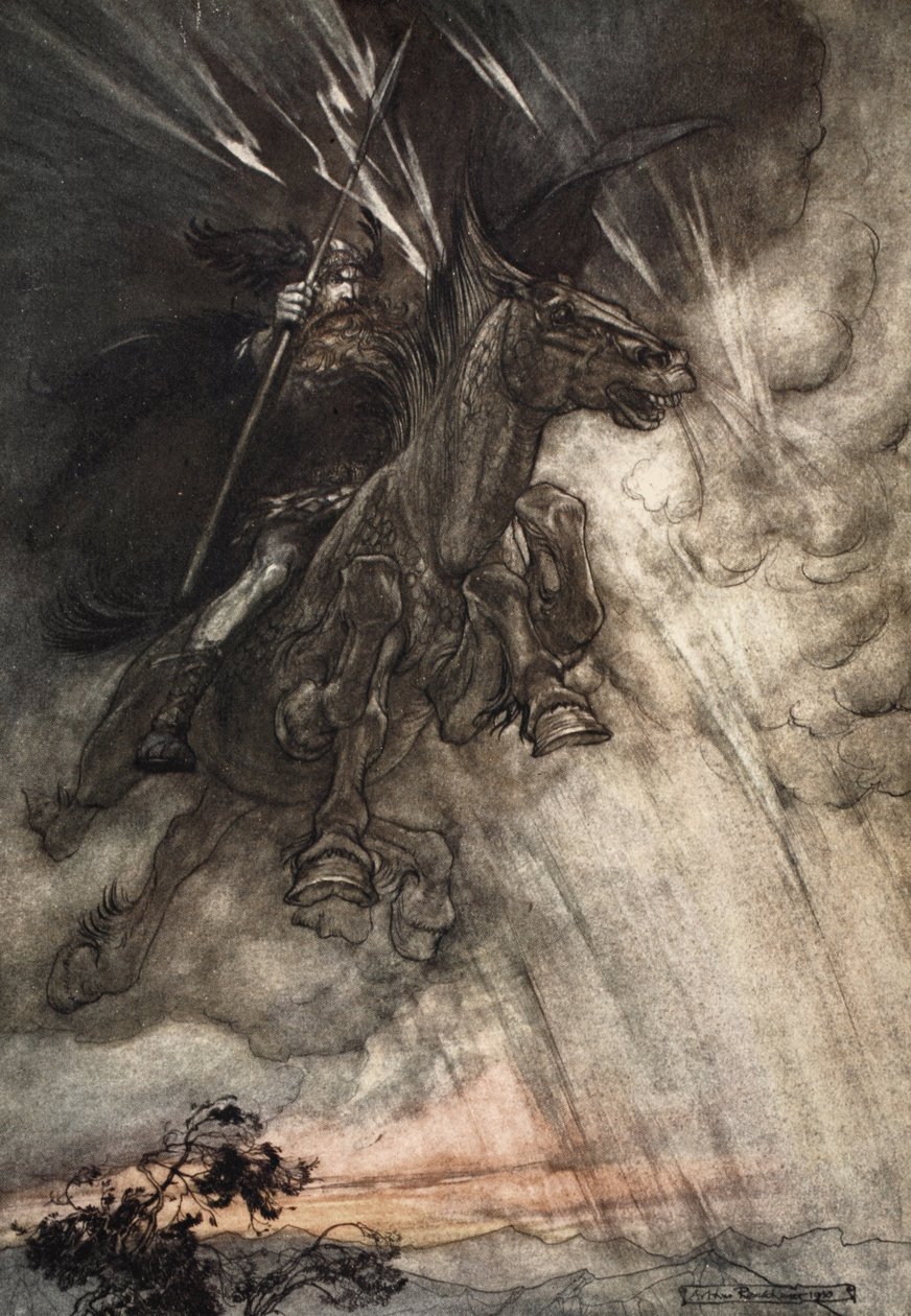 Raging, Wotan Rides to the Rock! Som en stormvind kommer han!, frontispice til 