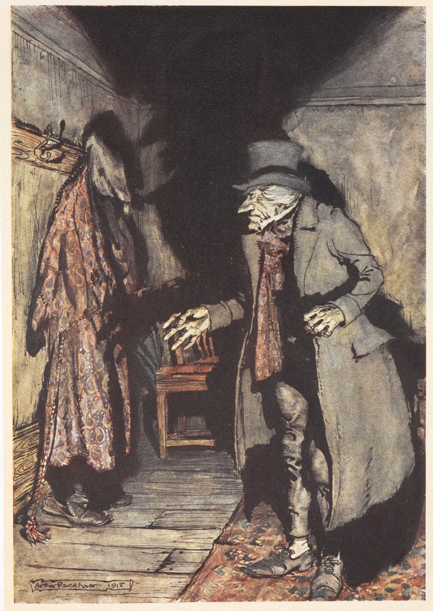 Joakim i sit hus om natten af Arthur Rackham