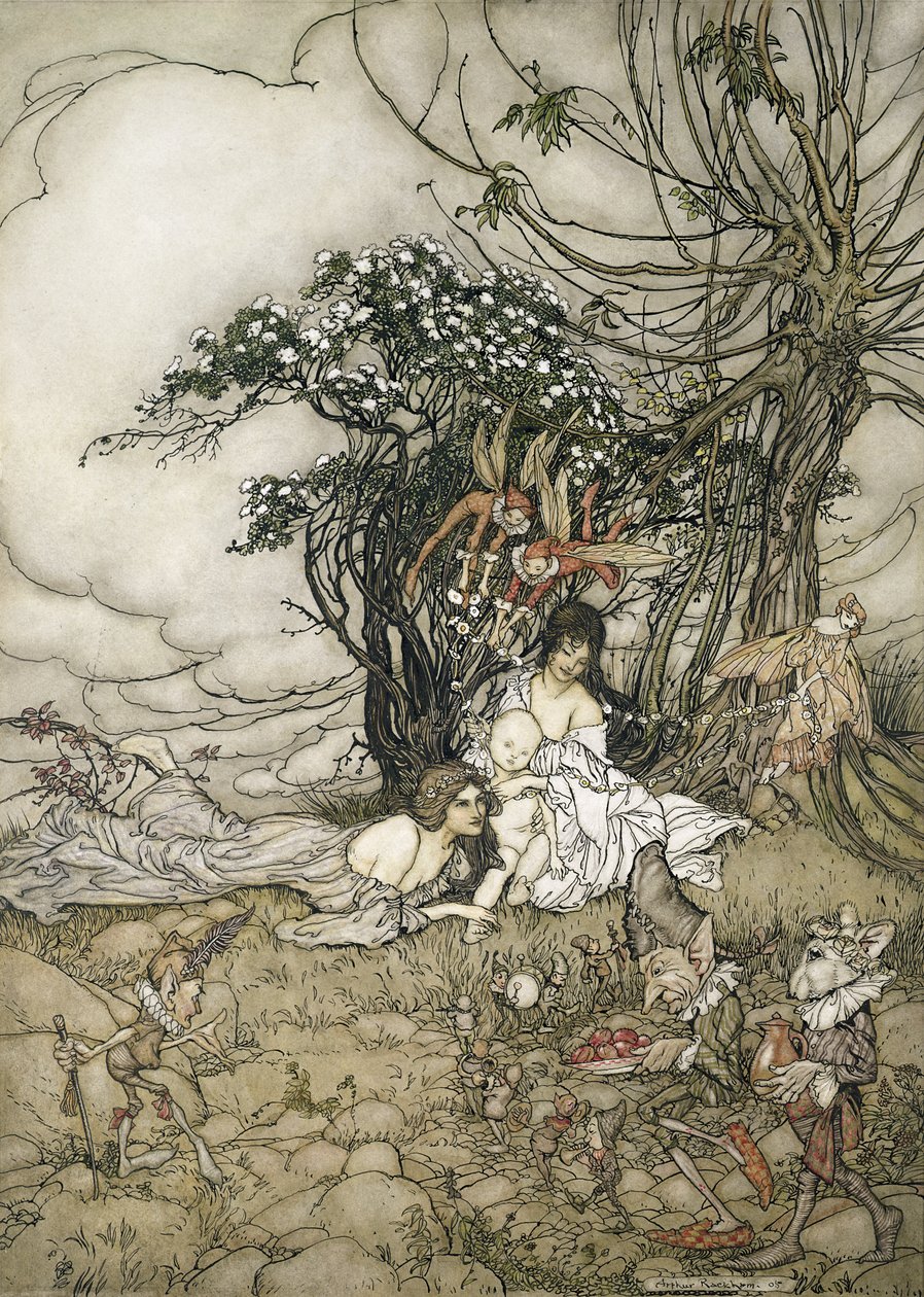 The Changeling, 1905 (wc & pen og blæk på papir) af Arthur Rackham