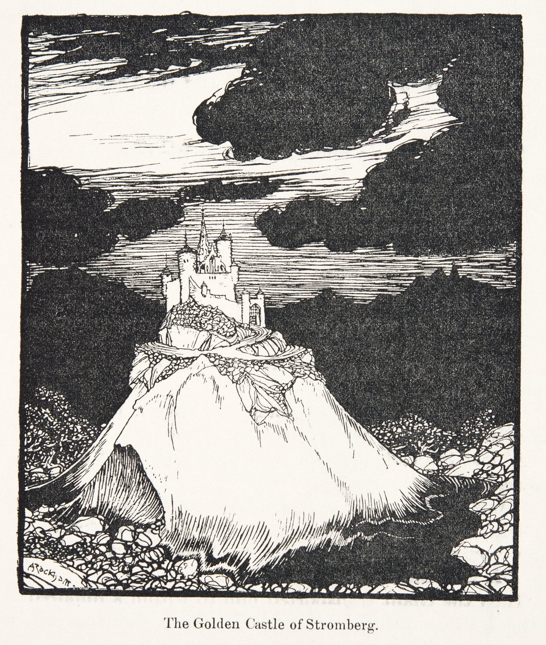 The Golden Castle of Stromberg, fra The Fairy Tales of the Brothers Grimm, pub. 1909 af Arthur Rackham