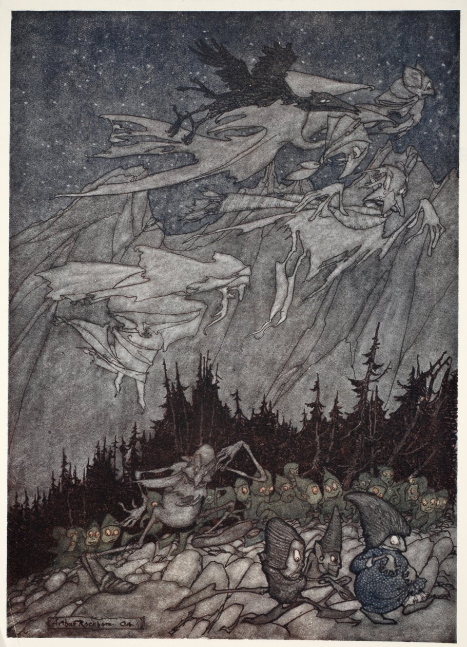 Kaatskill-bjergene havde altid været hjemsøgt af mærkelige væsener., fra Rip Van Winkle af Washington Irving, pub. 1910 af Arthur Rackham