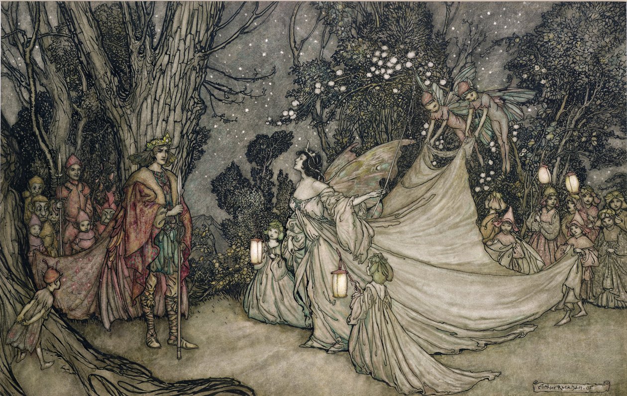Mødet mellem Oberon og Titania af Arthur Rackham