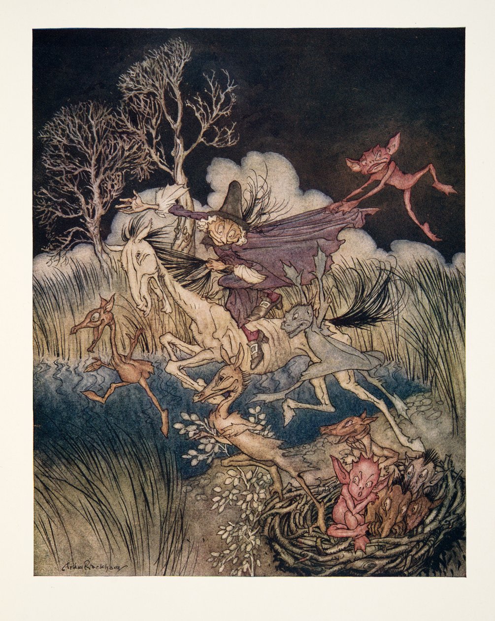 The Nightmare, med hele hendes nifold?, fra The Legend of Sleepy Hollow af Washington Irving (1783 - 1859), pub. 1928 af Arthur Rackham