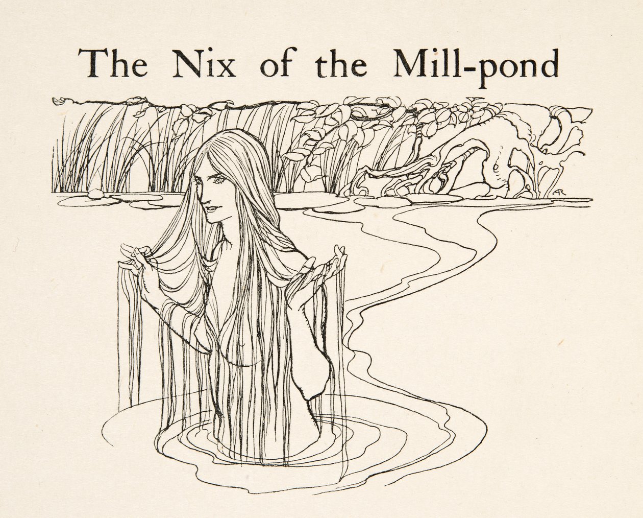 The Nix of the Mill-Pond, fra Little Brother & Little Sister and Other Tales af brødrene Grimm, pub.1917 (litho) af Arthur Rackham