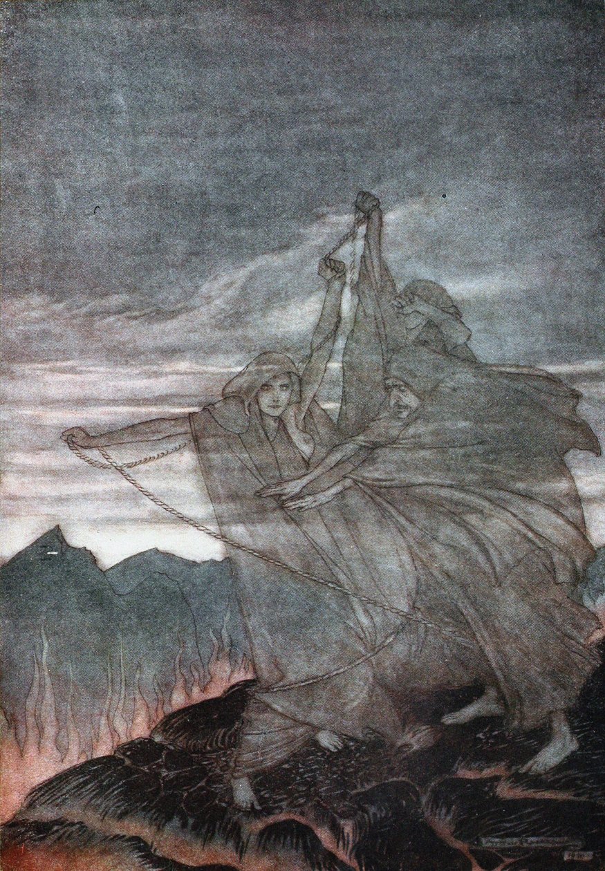 Nornerne forsvinder. Illustration til Siegfried og The Twilight of the Gods af Richard Wagner, 1910 af Arthur Rackham