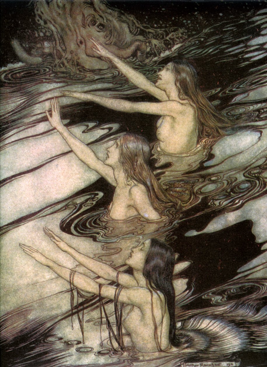 The Rhine Maidens, fra Siegfried og The Twilight of the Gods af Richard Wagner, 1911. af Arthur Rackham
