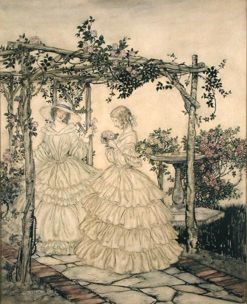 Rosenhaven, ca. 1923-5 (akvarel på papir) af Arthur Rackham