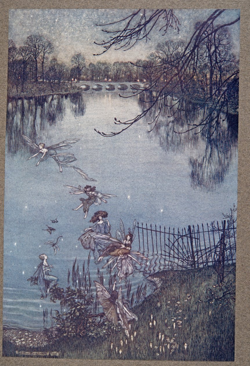 Serpentinen er en dejlig sø, og der er en druknet skov i bunden af den. Hvis du kigger ud over kanten kan du se træerne alle vokse på hovedet, og de siger, at der om natten også er dr. af Arthur Rackham