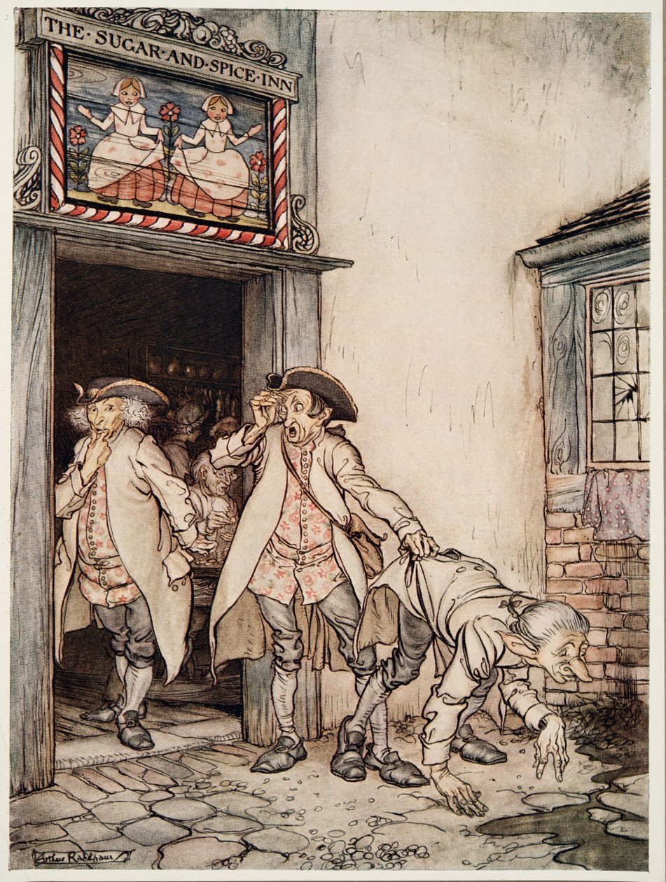 De tre hærkirurger, fra Lillebror & Lillesøster og andre fortællinger af brødrene Grimm, pub.1917 af Arthur Rackham