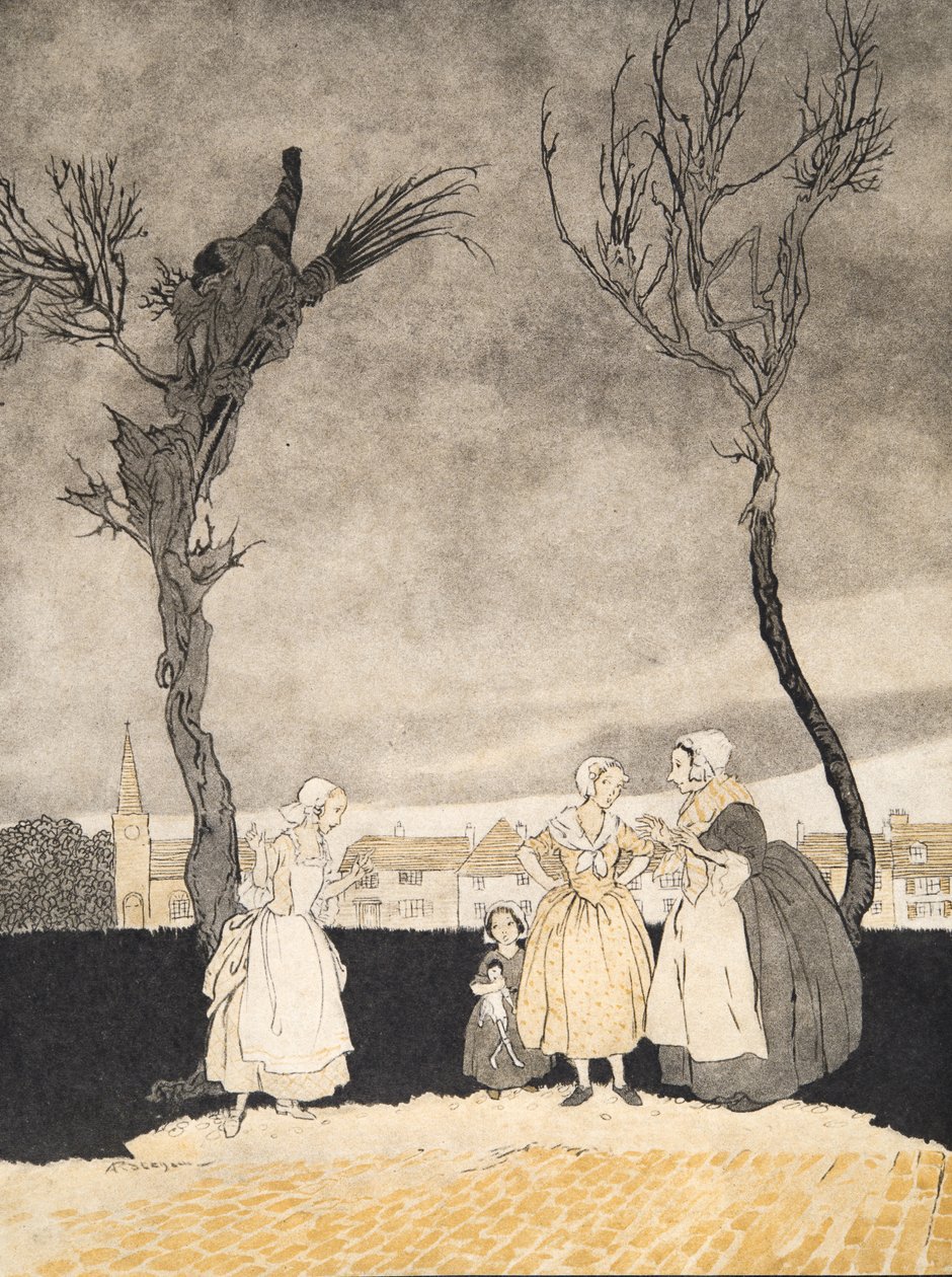 The Women of Sleepy Hollow (Inside Cover), fra The Legend of Sleepy Hollow af Washington Irving (1783 - 1859), pub. 1928 af Arthur Rackham