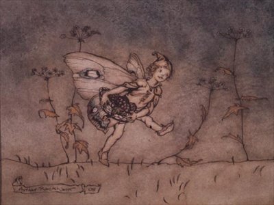 Nissebetjenten til Bottom, illustration til "En midsommernatsdrøm af Arthur Rackham