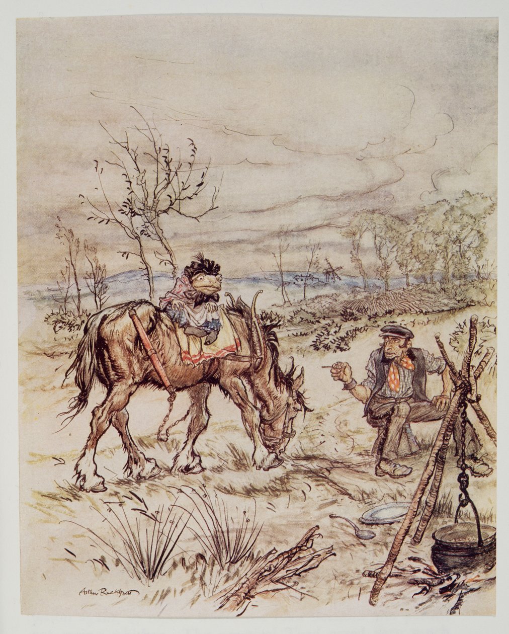 Sigøjneren bemærkede på en skødesløs måde Vil du sælge din hest?, fra Wind in the Willows af Kenneth Grahame (1859 - 1932), pub. 1940 af Arthur Rackham