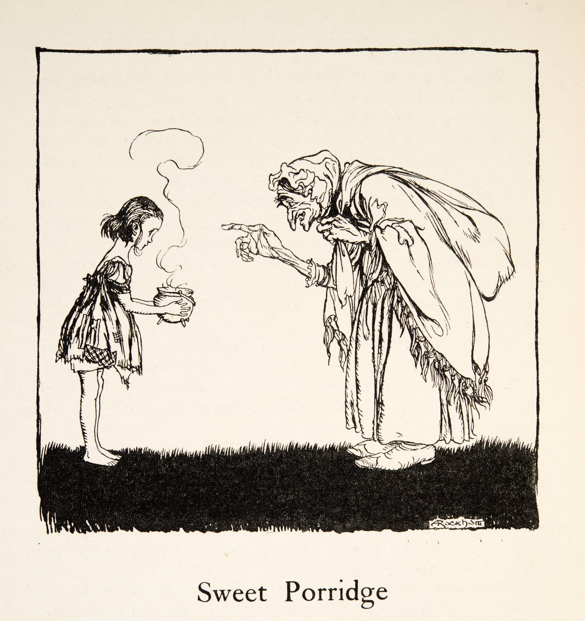 Den lille gik hen og bragte æsken, fra Lillebror & Lillesøster og andre fortællinger af brødrene Grimm, pub.1917 (litho) af Arthur Rackham