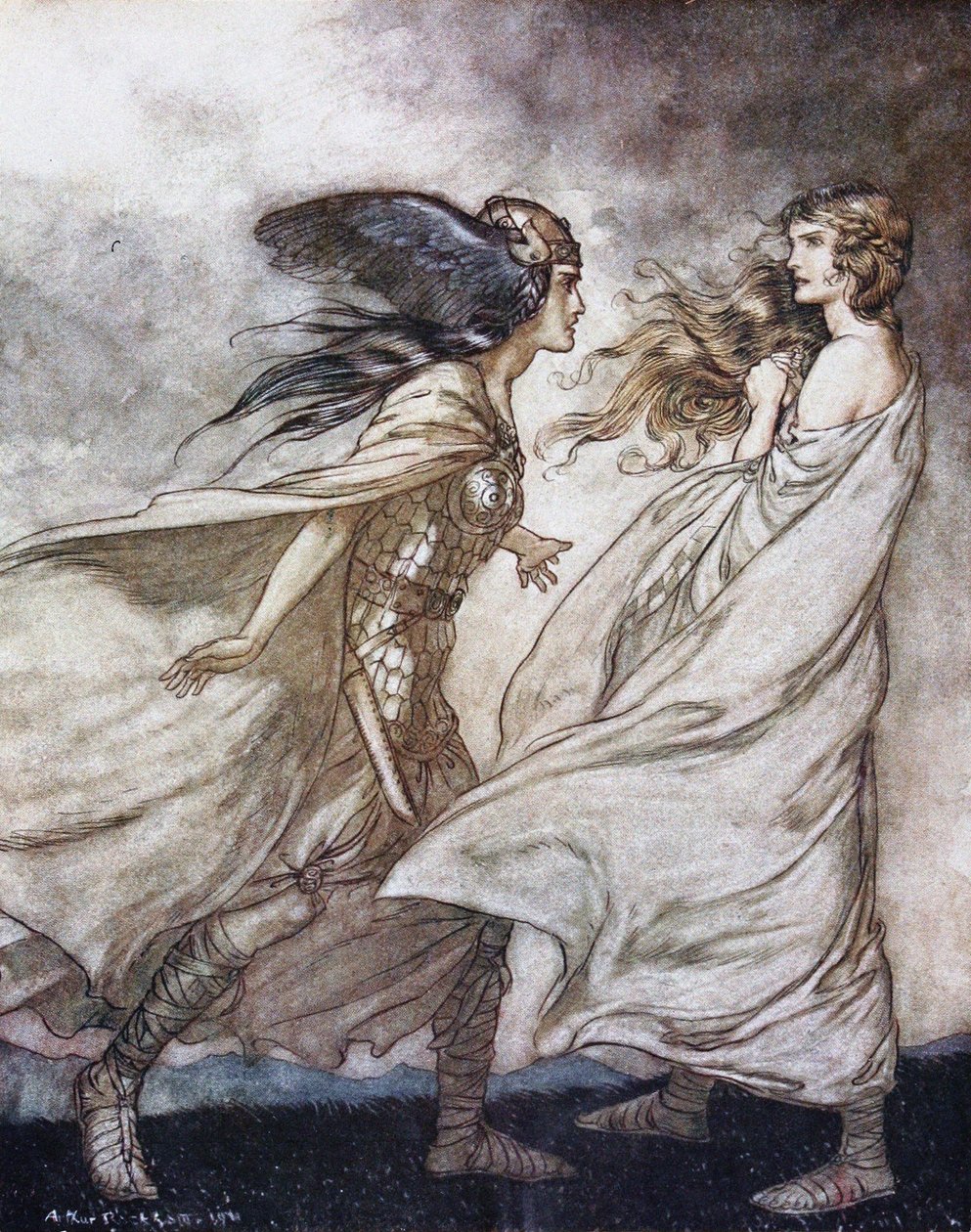 Ringen på din hånd. Illustration til Siegfried og The Twilight of the Gods af Richard Wagner, af Arthur Rackham