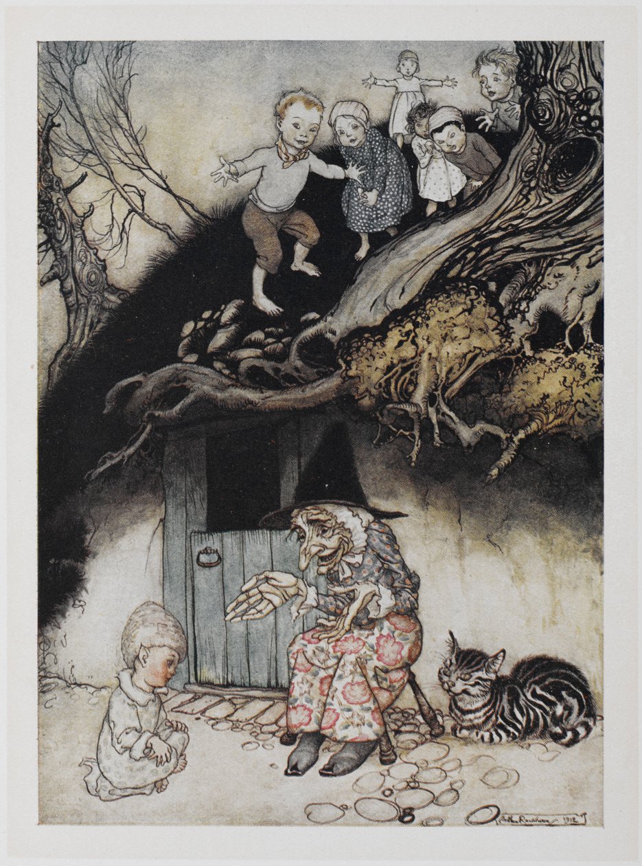 Der var en gammel kone, der boede under en bakke. af Arthur Rackham