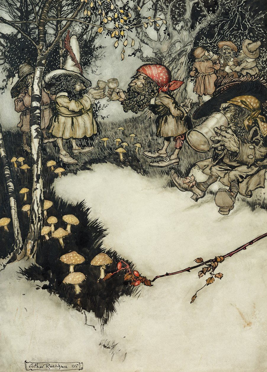 De slugte deres spiritus i dyb stilhed, 1905 (pen & i og wc på papir) af Arthur Rackham