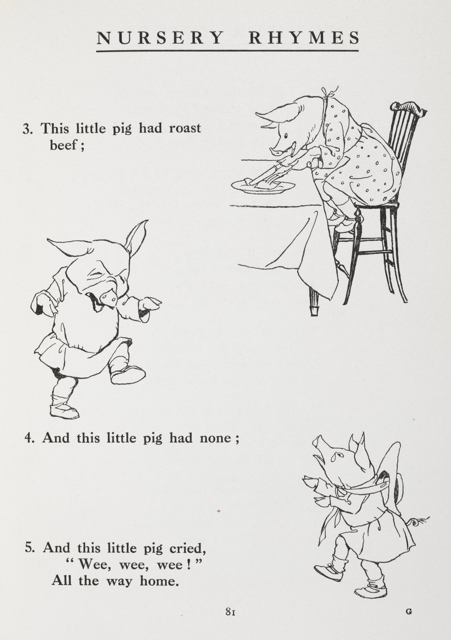 Denne lille gris gik på marked - børnerim. af Arthur Rackham