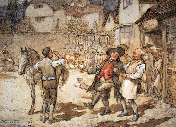 Når et sår moderfår havde bragt en rimelig fortjeneste (pen & blæk og akvarel på papir) af Arthur Rackham