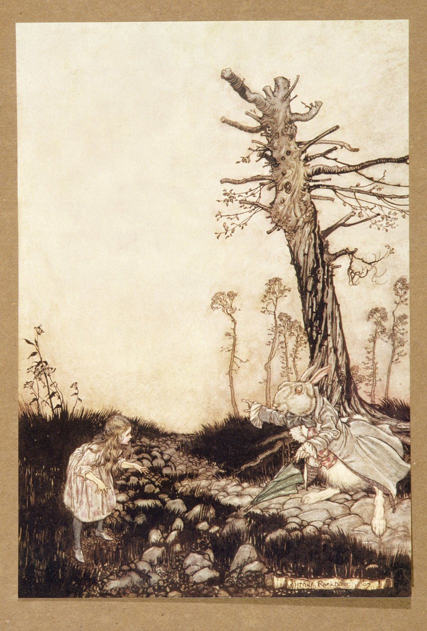 Hvorfor Mary Ann, hvad laver du herude?, fra Alices Adventures in Wonderland, af Lewis Carroll, pub.1907 af Arthur Rackham