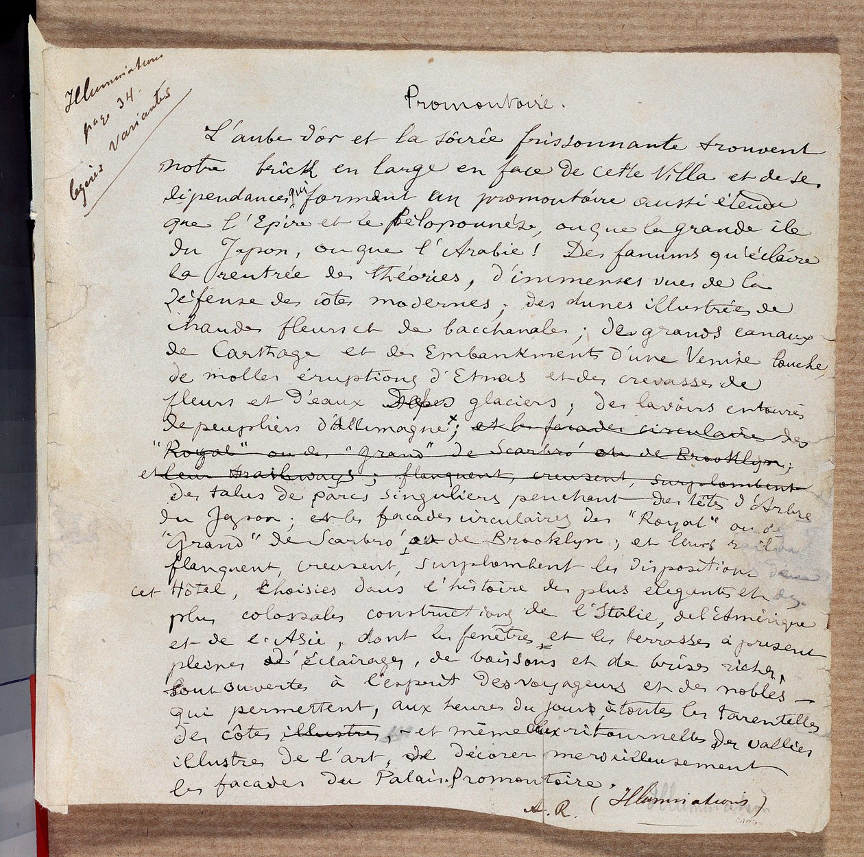 Manuskript til digtet "" Promonttoire"" af Arthur Rimbaud af Arthur Rimbaud