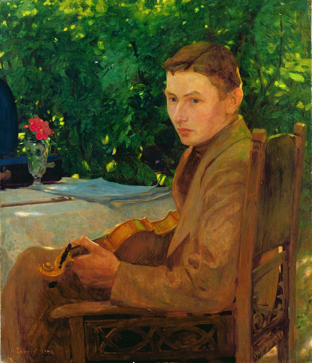 Portræt af Friedrich Ahlers-Hestermann (f.1883) 1900 (olie på lærred) af Arthur Siebelist