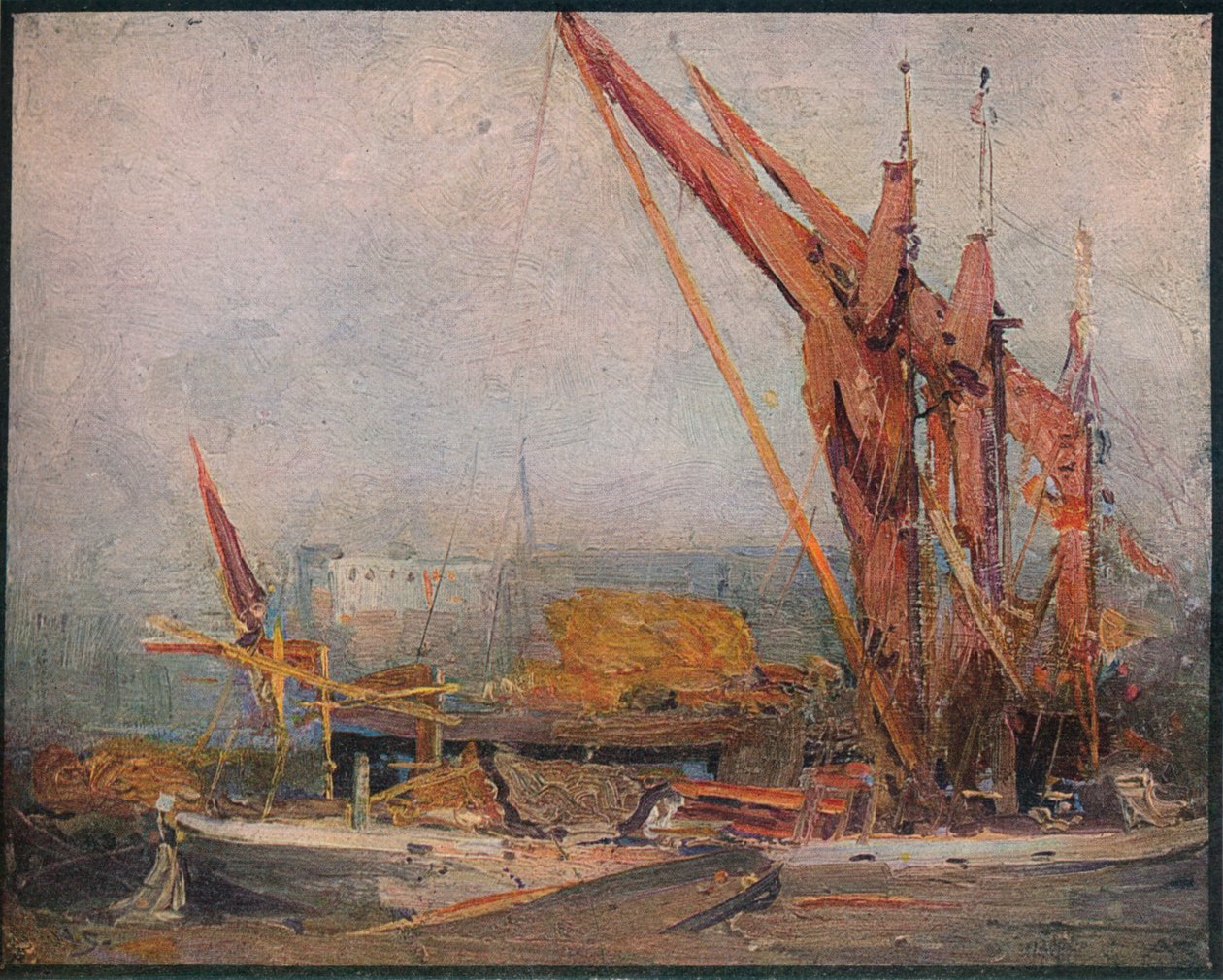 Hay Pramme på Themsen, 1905 af Arthur Streeton