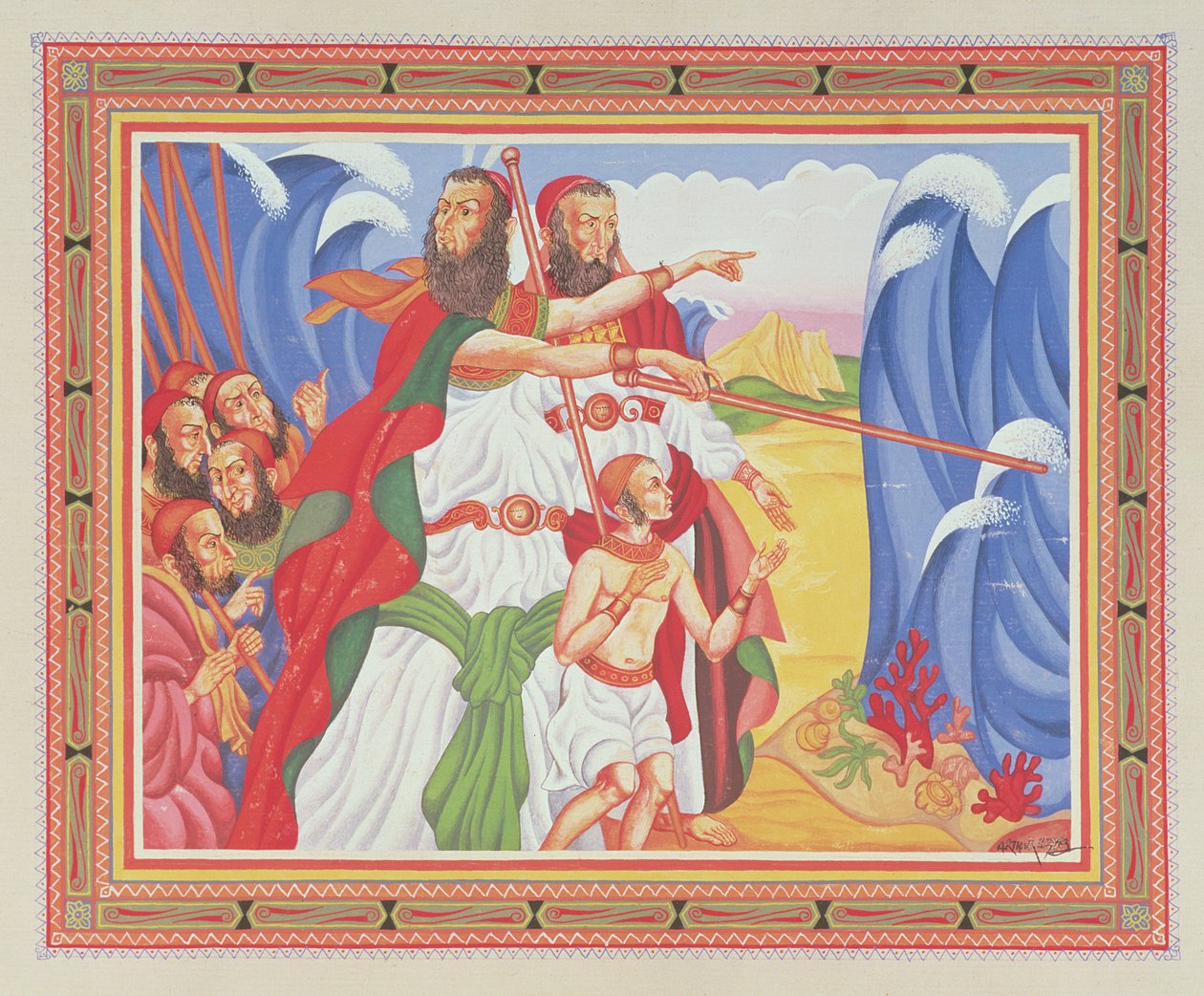 Delingen af Det Røde Hav af Arthur Szyk
