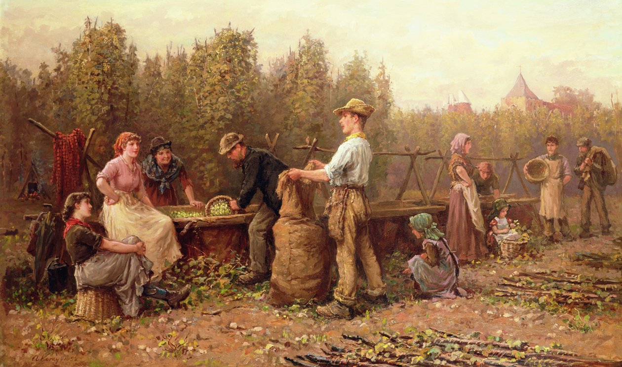 Humleplukkere, slutningen af det 19. eller begyndelsen af det 20. århundrede af Arthur Verey