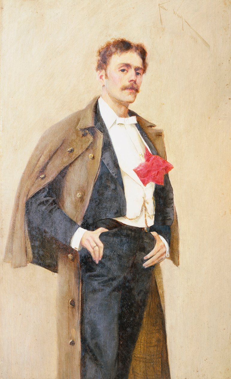 Arthur Wardle af sig selv (olie på panel) af Arthur Wardle