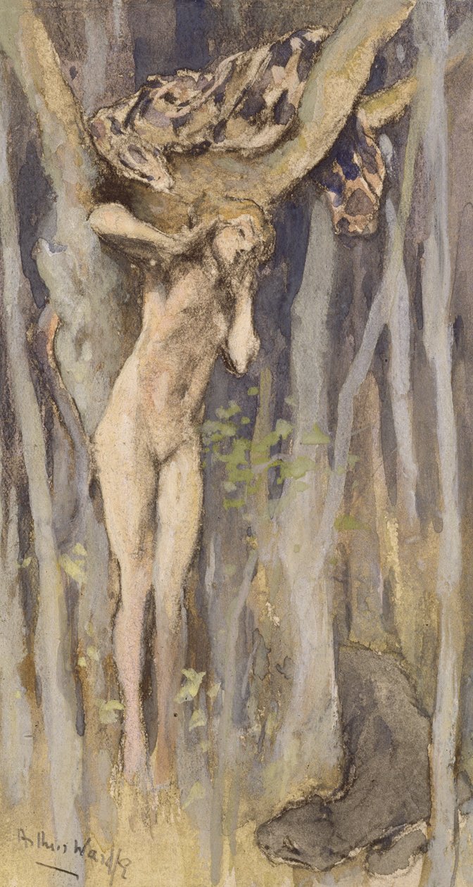 Hamadryad - Spirit of a Tree, ca. 1890 (pastel, blyant og akvarel på papir) af Arthur Wardle