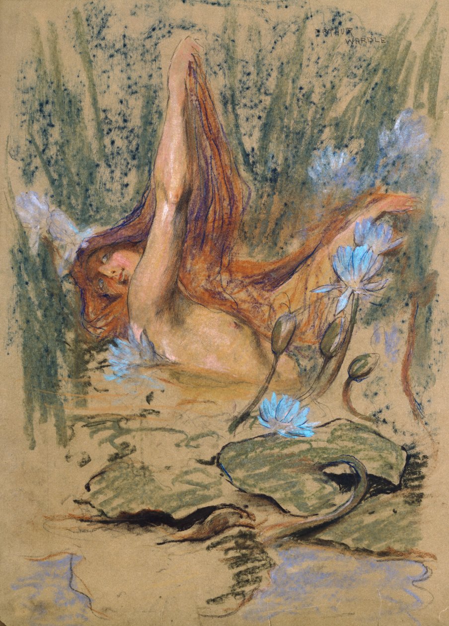 Nymphea, ca. 1890 (pastel, blyant og akvarel på papir) af Arthur Wardle