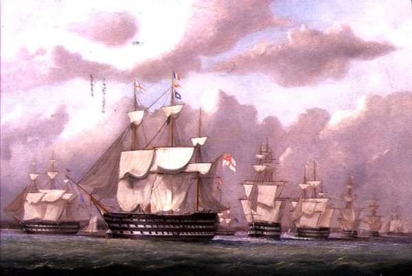 Viceadmiralen for den hvide ankommer til Spithead af Arthur Wellington Fowles