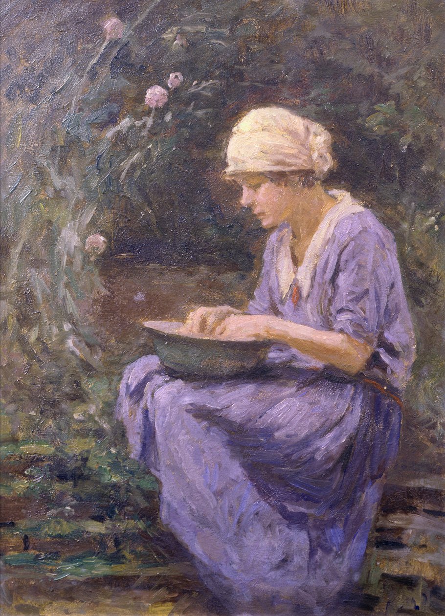 Girl at Work (olie på lærred) af Arthur Winter Shaw