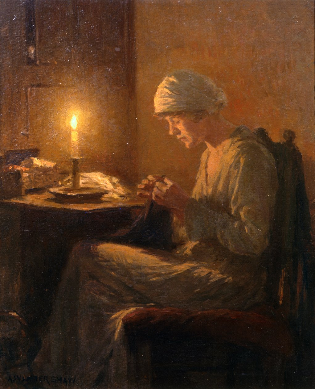 Håndværk af Candlelight (olie på lærred) af Arthur Winter Shaw
