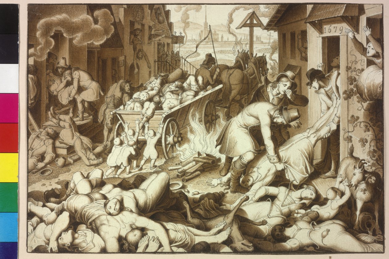 1679 døde i Wien fra januar til november 122.849 mennesker af den store pest af Artist Unknown