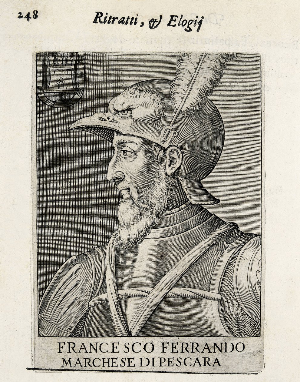 AVALOS, Fernando Francisco (1490-1546). Spansk general. Xylografi. SPANIEN. MADRID (SELVSTYRENDE REGION). Madrid. Nationalbibliotek af Artist Unknown