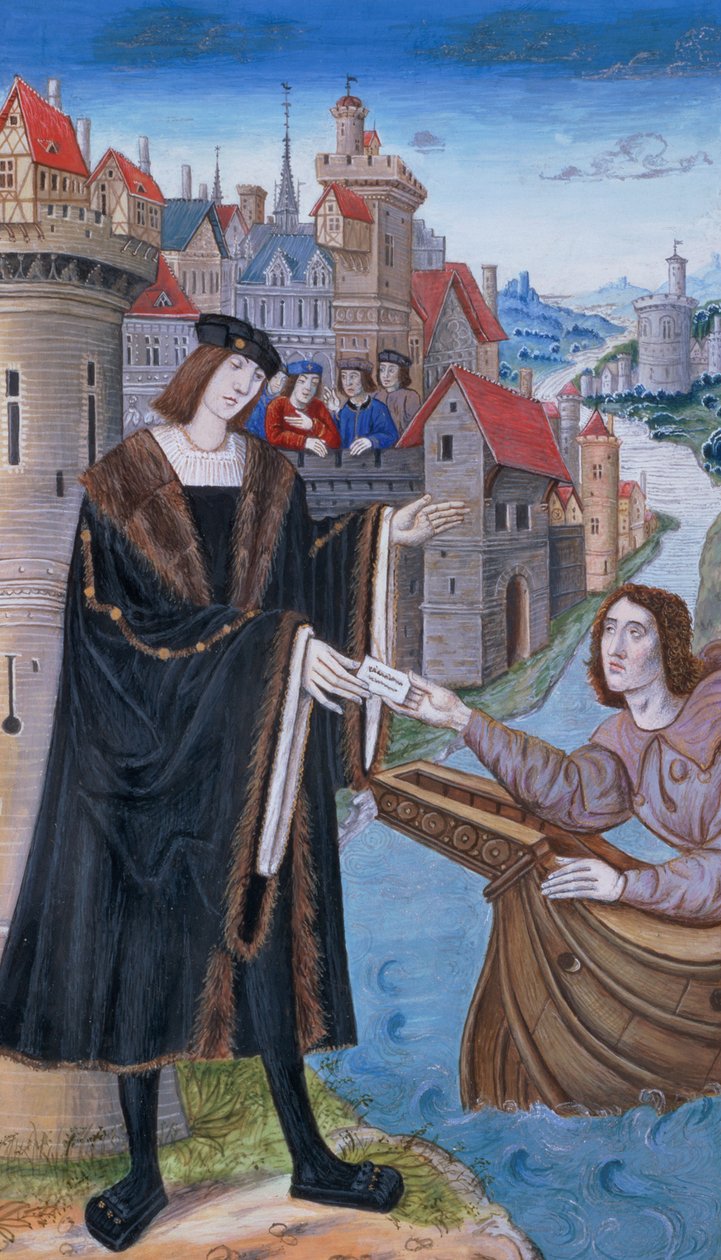 A Messenger delivering a Letter af Artist Unknown
