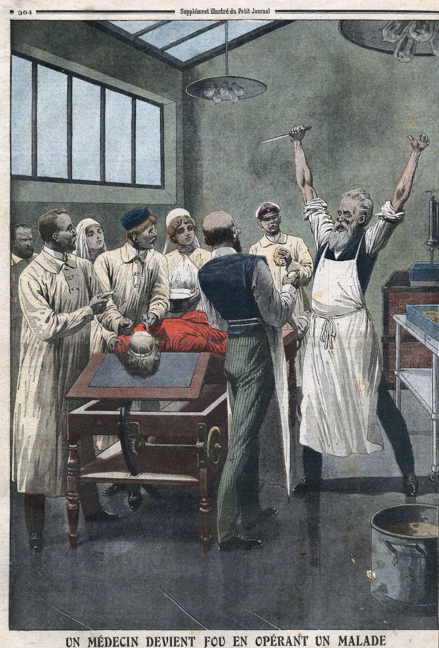 En læge-kirurg gik amok, da han opererede en patient på et hospital i Razomin, Chita, Rusland af Artist Unknown