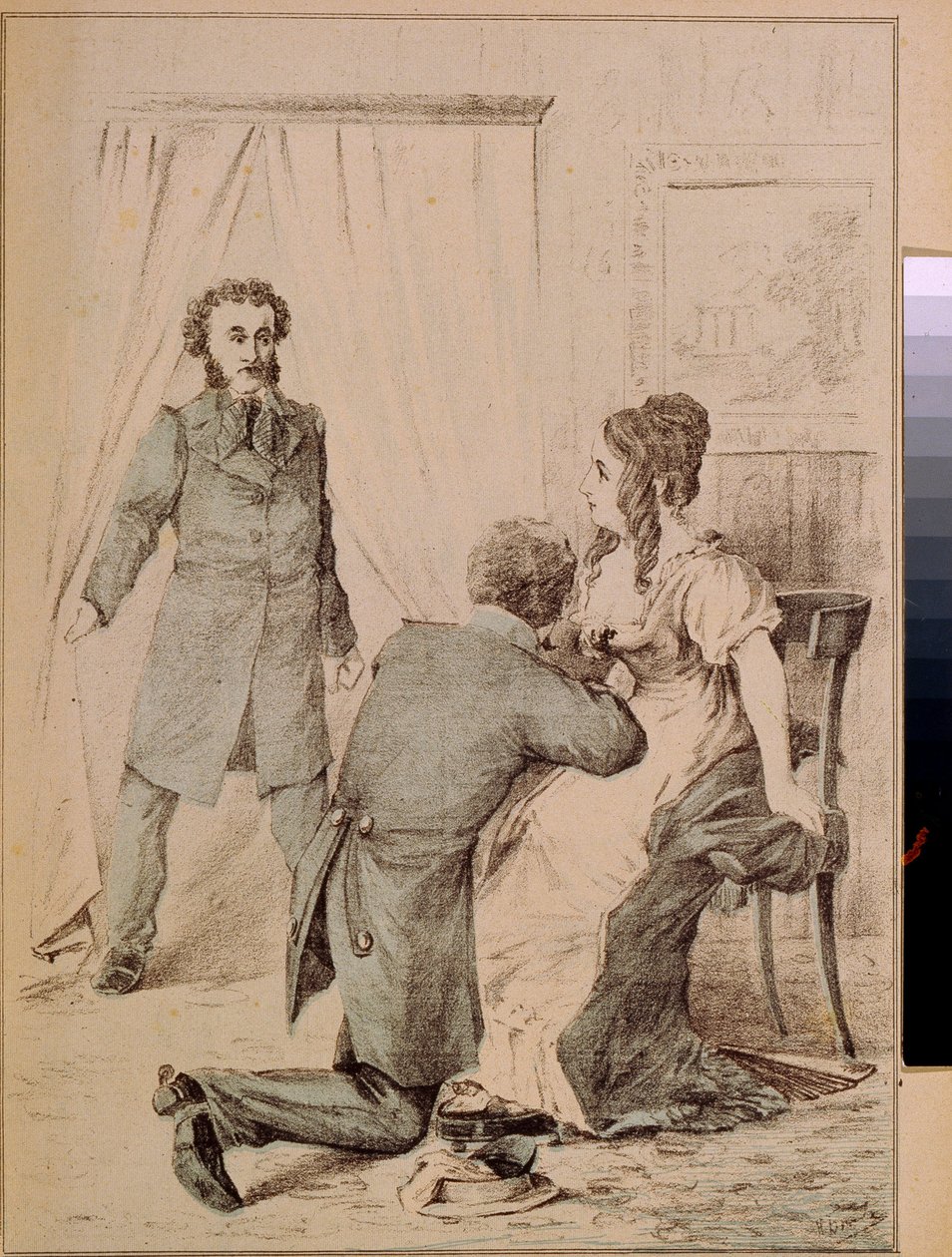 Alexander Pushkin (1799-1837) (litografi) af Artist Unknown